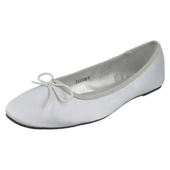 Ladies Spot On Satin Ballerinas