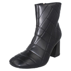 Ladies Spot On Block Heel Ankle Boots