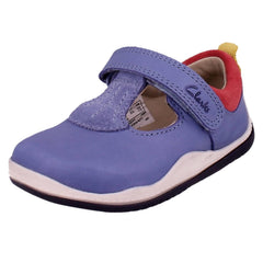 Girls Clarks Casual T-Bar Shoes Noodle Bright T