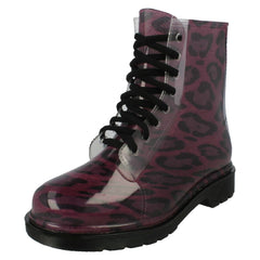 Ladies Spot On Chunky Heel Transparent Boots