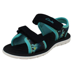 Kids Clarks Pattern Detailed Adjustable Sandals Surfing Tide K
