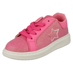 Girls Spot On Star Detailed Glitter Trainers H2642