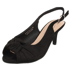 Ladies Spot On Wide Fit Sling Back Shoes With A Kitten Heel F12110