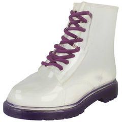 Girls Spot On Lace Up Jelly Boot