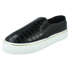 Ladies Spot On Casual Black Platform Shoes F80533