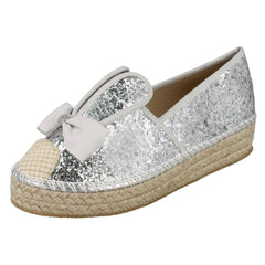 Ladies Spot On Glitter Bunny Ears Espadrilles