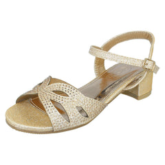 Girls Spot On Mid Heel Glitter Sandals H1111