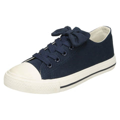 Girls Spot On Flat Lace Up Pumps
