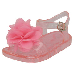 Girls Spot On Flat Jelly Flower Trim Mule
