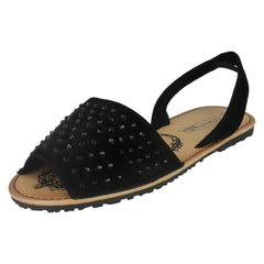 Ladies Spot On Elasticated Slingback Open Toe Flat Sandals