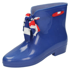Ladies Spot On Tied Bow Detail Ankle Wellington Boots X1187