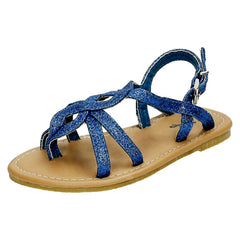 Girls Cutie Woven Glitter Toe Post Sandals