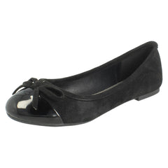 Ladies Spot On Flat Slip On Smart Casual Bow Detailed Shoes F80589
