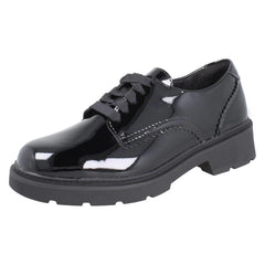 Girls Clarks Scalloped Edge Chunky Sole School Shoes Eris Pure