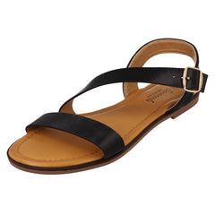 Ladies Savannah Flat Y Strap Mule Sandal with Buckle F00443