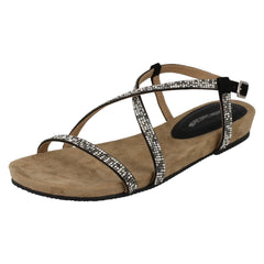 Ladies Leather Collection Diamante X Strap Sandals