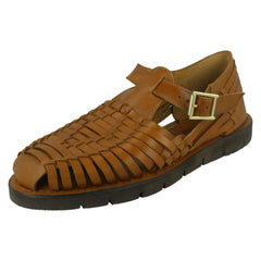 Mens Leather Collection Flat Weaved Sandals A0051