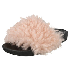 Girls Spot On Fake Poodle Fur Mule Sliders