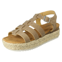 Ladies Savannah Buckle Ankle Strap Wedge Sandals F12097