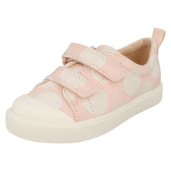 Childrens Boys Girls Clarks Pattern Detailed Canvas Shoes City Flare Lo T