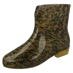 Ladies Spot On Leopard Print Ankle Wellington Boots