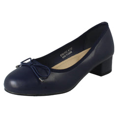 Ladies Spot On Short Heel Bow Detailed Court Shoes F90152