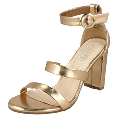 Ladies Spot On Double Strap High Heel Sandals