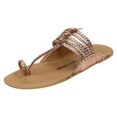 Ladies Leather Collection Flat Toeloop Braided Sandals F00077