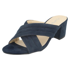 Ladies Anne Michelle Mid Heel X Strap Vamp Mule Sandals
