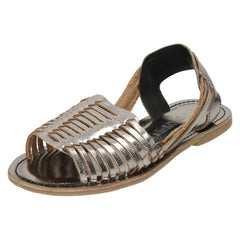 Ladies Leather Collection Flat Weaved Slingback Sandal