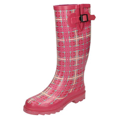 Ladies Spot On Tartan Print Wellington Boots