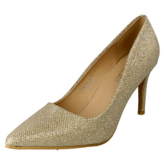 Ladies Spot On High Heeled Evening Court Shoes F90113
