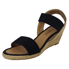 Ladies Savannah Elasticated Strap Wedge Heeled Sandals F2301
