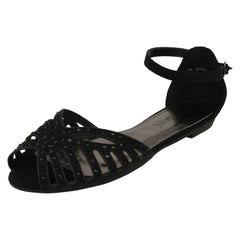 Ladies Anne Michelle Flat Diamante Trim Sandals