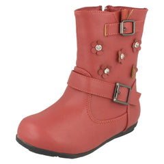Girls Spot On Flat Calf High Boots H4106