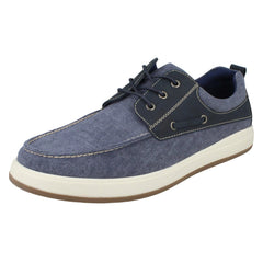 Mens Hush Puppies Canvas Boat Shoes Aiden