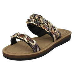 Ladies Savannah Flat Double Braided Strap Sandals
