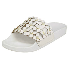 Ladies Spot On Flower Trim Sliders F00089