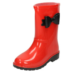 Girls Spot On Bow Detail Wellington Boots