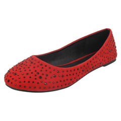 Ladies Spot On Flat Diamante Ballerinas