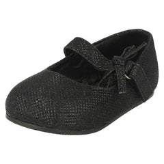 Girls Spot On Flat Shoe With Glitter Bow Decoration