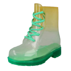 Girls Spot On Gradiant Transparent Lace Up Welly Boot