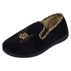 Ladies Padders Wide Fitting Slippers With Dog Detail Dandie