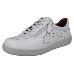 Ladies DB Shoes Floral Cut Out Leather Trainers Kaunas