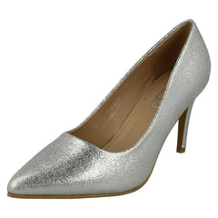 Ladies Spot On Wide Fit Court High Heels F90110