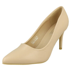 Ladies Spot On Wide Fit Court High Heels F90110