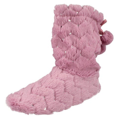 Ladies Spot On Sequined Slipper Boots