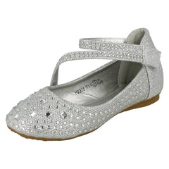 Girls Spot On Glitter Flat Ballerina Party Shoes H2335