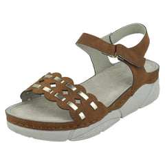 Ladies Spot On Mid Wedge Sandals F10944