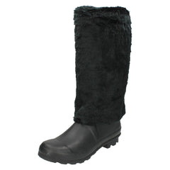 Ladies Spot On Flat Fur Upper Wellington Boots